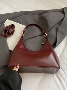 Elegant Retro Exquisite Gentle Atmosphere Crescent Bag With Gourd Pendant Design, Simple And Stylish, Personalized And Niche Design Sense Shoulder Bag - Red - View 10