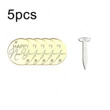 5件/10件/20件 金色壓克力聖誕快樂杯子蛋糕裝飾插牌，適用聖誕派對 DIY 甜點烘焙 2026 新年蛋糕裝飾 - 金色 - 查看 23