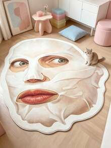 1 pieza Alfombra de piso con patrón de máscara facial abstracta, alfombra decorativa, decoración de dormitorio, alfombra pequeña, alfombra, decoración del hogar, alfombra de sala de estar, alfombra pequeña de sala de estar, alfombra de dormitorio, decoración del hogar de sala de estar, alfombra de exterior, alfombra lavable - Multicolor 19 - Ver 2