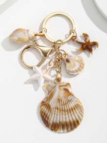 1 Set 4pcs Unisex Dual-Color Acrylic Conch Shell, Cloud, Small Shell, Starfish Keychain Pendant Summer Beach Series Gift For Friends Key Chain - Multicolor - View 5