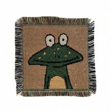 1pc Boho Woven Square Coaster With Tassel Fringe, Vintage Cartoon Pattern Heat Resistant Non-Slip Drink Cup Mat, Aesthetic Table Ornament, Reusable Coffee Tea Mug Pad, Holiday Gift For Christmas Halloween Thanksgiving, Home Kitchen Dining Room Decor - Multicolor - View 9