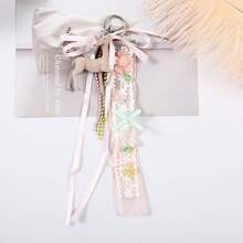 1Pc Cute Deer Keychain Lace Ribbon Beaded Tassel Floral Pendant Back To School Halloween Women Backpack Car Key Charm Gift - Multicolor - View 3