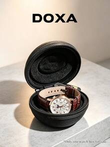 DOXA Brand Logo Round Watch Protective Case Wear-Resistant Moisture-Proof Portable Single Watch Gift Storage Box For Watch Collectors - Black - View 6