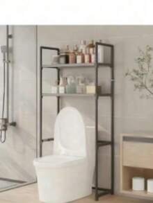 [Brand] 1 pieza Estante de almacenamiento para lavadora, organizador de 3 niveles para baño y lavandería, estilo INS, color blanco y negro, estante de almacenamiento ahorrador de espacio para alquiler - Multicolor - Ver 7
