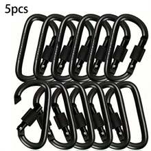 1/3/5/10pcs Black D-Ring Tactical Lanyard With Threaded Lock Design, Equipped With Quick Release Aluminum Hook, Suitable For Camping, Hiking, Fishing And Other Outdoor Activities, Also Can Be Used As Backpack Clip Or Keychain - Black - View 13