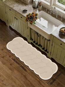 1pc Auspicious Cloud Wave Diatom Mud Floor Mat, Fabric Surface With Absorbent Sponge Rubber Bottom, 3.5mm Trimmable, Absorbent Anti-Slip Oil-Resistant, Suitable For Bathroom, Kitchen, Entryway, Laundry Room - View 12
