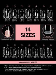 AILLSA Almond Shaped Clear Acrylic False Nails 112/224/336pcs, 14 Sizes Upgraded Matte Soft Glue Full Coverage Nail Tips, Pre-Formed Clear Acrylic False Nails, Suitable For Summer Home DIY Or Gift - View 4