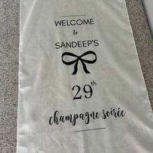 1pc Personalized Linen Texture Wedding Seating Chart, Large Directional Banner And Table Map, Custom Wedding Reception Welcome Poster, Elegant Floral Decoration - Multicolor - View 5