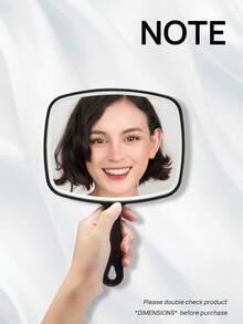 1pc Handheld Mirror With Handle, Designed For Hair Salon, Square Black Portable Mirror, Bathroom Shaving Mirror, Hangable, Multiple Colors Available, Home Decor Mirror, Student Dorm Portable Makeup Mirror - Multicolor - View 8