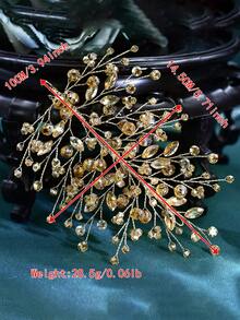 1 pieza Diadema elegante con cristales falsos de strass, accesorio para el cabello minimalista de uso diario para mujeres, adecuado para boda, novia, fiesta, festival, baile - Champán - Ver 6