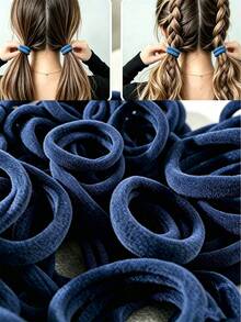200/100/50/1pc High Elasticity Ponytail Hair Bands, Navy Blue, Seamless, Elastic Hair Bands, Home, Hair Accessories, Reusable, Outdoor Garden Decoration, Fan, Room Decoration, Teacher Gift, Wedding Decoration, Holiday Accessories, Garden Furniture, Garden, DIY, Bedroom Decoration, Kitchen Decoration, Dorm Essentials, Storage Room, Travel Essentials, Bachelorette Party Supplies, Office Desk Accessories, Home Decor - Multicolor - View 3