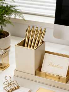12pcs Luxury Gold Ballpoint Pens, Large Capacity Retractable Black Ink Pens, Smooth Writing, Suitable For Wedding Bridal Party, Business Office, Diary, Guest Gifts - A - View 2