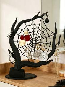 1pc Dark Gothic Spider Web Jewelry Rack, Creative Dead Tree-Shaped Accessory Storage Rack, Spider-Decorated Earrings And Necklaces Display Rack, And Aged Desktop Storage Rack, Bedroom Dressing Table, And Niche Decorative Items, Jewelry Towers - Multicolor - View 4