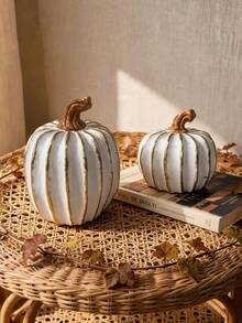 1pc Pumpkin Decor, Suitable For Harvest Season And Halloween, Creative Minimalist Exquisite Design, Resin Craft Desktop Ornament, Suitable For Home Interior, Tea Room, Office, Hotel, Cabinet Display, Holiday And Party Decoration - Pumpkin - View 7