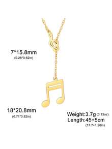 LIKGREAT 1pc Women's Fashion Stainless Steel Double Layer Y-Shaped Musical Note Necklace, Minimalist Music Symbol Pendant, Adjustable Collarbone Chain, Niche INS Style Versatile Accessory - Music Series - View 14