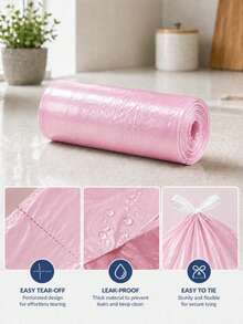 30 Pink Drawstring Trash Bags, Rose Scented Thickened Leak-Proof Garbage Bags, 4-5 Gallon Small Capacity, Durable And Sturdy, Suitable For Bathroom, Kitchen And Daily Home Use - Pink - View 3
