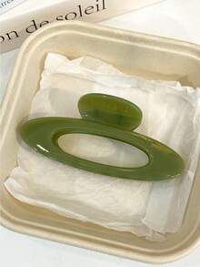 2pcs/1pc Women's Tortoise Shell Green Large Lightweight Plastic Hair Claw, Fashionable Versatile Premium Elegant Minimalist Solid Color Hair Clip, Suitable For Daily Wear, Outings, Casual, Party, Commute, Beach, Vacation, Hair Styling, Ponytail, Bun, Face Washing, Bathing, Makeup, Outfit Matching, Hair Accessory (Gold Label Is Single-Sided) - Multicolor - View 3