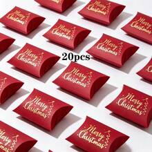20/40pcs Christmas Gold Foil Pillow Boxes, Merry Christmas Gift Boxes, Suitable For Christmas Eve Small Gift Packaging, Suitable For Halloween, Christmas, Birthday Parties And Other Gift Packaging - View 10