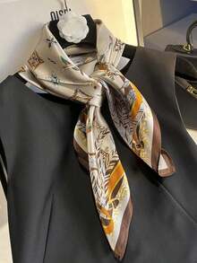 1pc French Vintage Printed Spring Versatile Bandana Scarf, Suitable For Daily Wear - Multicolor - View 4