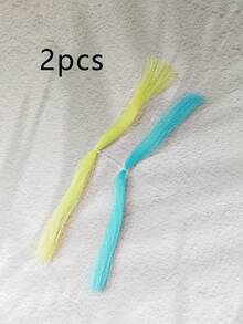 2pcs Colorful Silk Sea Fishing Iron Plate Hook Binding Hook Bright Silk Night Light Silk Slow Shaking Fishhook Fishing Essential - Multicolor - View 2