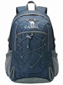 CAMEL CROWN 大容量輕量化背包，休閒旅行包，大學生校園書包，戶外徒步與攀岩背包 - 深藍 - 查看 6