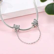 1pc S925 Sterling Silver Bracelet Safety Chain, Original Heart Lock, Butterfly, Evil Eye Multiple Rhinestone Designs, Thin Chain Anti-Drop Protection For Beaded Bracelets, Gold And Silver Dual Colors Optional, Versatile Accessory, Suitable For Handmade DIY Bracelet Making, Exquisite And Durable For Daily Wear - Multicolor - View 8