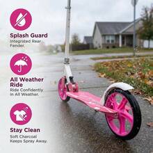 Foldable Outdoor Small Scooter, Adjustable Handlebars & Mudguards, 80kg Max Load, Smooth Ride For Daily Outdoor Activities, Great Gift For Outdoor Enthusiasts & Casual Riders - Pink - View 2