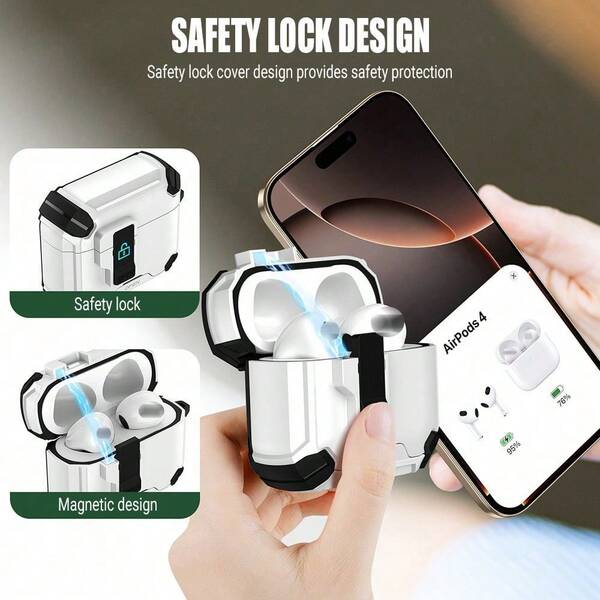 1件適用於Apple Pro 3無線藍牙耳機保護殼，附磁吸式可拆卸支架與防摔保護套