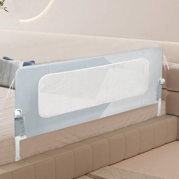 Paraspigoli per letto – Protezione contro le cadute – Pieghevole a 180° – Regolabile in altezza da 66 a 80 cm – Con piedi a forma di trapezio e cinghie di fissaggio