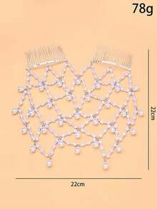 1pc Bestselling Pearl Hair Accessory Fairy Water Drop Princess Style Elegant Bridal Fashion Evening Party Stage Hair Ornament - Silver - View 3