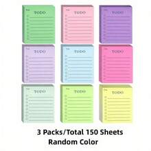 9 Packs (450 Sheets Total) / 4 Packs (200 Sheets Total) / 3 Packs (150 Sheets Total) / 1 Pack (50 Sheets Total), Random Color Mixed To-Do List Sticky Notes - Lined Self-Adhesive Sticky Notes, Suitable For School, Work And Home - Adhesive Stationery For Organizing And Improving Efficiency, Office Supplies, Sticky Notes, Bookmarks, Memo Pads, Back To School Gifts - one-size - View 5