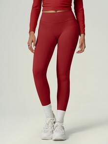 UONNOU 2Pcs High Waist Peach Butt Lifting Ribbed Seamless Workout Shorts & Leggings Active Set - Red - View 3