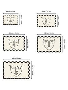 1 Peça Tapete de Área com Arte de Linha Abstrata de Rosto, Minimalista Preto e Branco, Estética Zen Boho, Impressão de Rosto de Mulher em Uma Linha, Tapete Moderno para Sala de Estar, Quarto, Meditação, Decoração de Casa, Estética Neutra, Presente para Mulheres e Meninas, Tapete de Chão - Preto e Branco - Visão 6