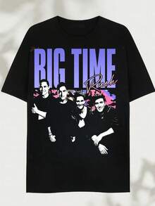 Big Unisex Cotton Band-Shirt, Boy Group Fan Daily Concert Casual Graphic Tee - Black - View 1
