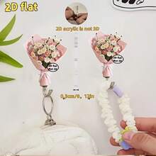 Set 2 buah Gantungan Akrilik Datar 2D, Motif Buket Bunga Daisy, Cocok untuk Dapur, Kamar Mandi, Dekorasi Ruangan, Gantungan Kunci, Tempat Penyimpanan Bola Mandi, Sempurna untuk Dekorasi yang Serasi - View 3