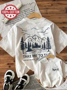 T-Shirt mit Grafikdruck, lässiges Kurzarm-Oberteil mit Rundhalsausschnitt für Sommer & Frühling, Damenbekleidung - Weiss - Übersicht 2