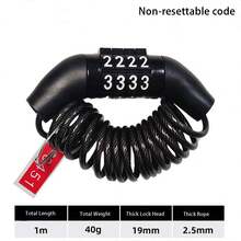 Portable Silver Waterproof Steel Cable Combination Lock, Anti-Theft For Bicycle, Motorcycle, Helmet - Multicolor - View 8