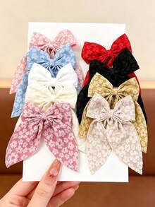 4-Piece/Set Flower Bow Hair Clip, Gentle And Sweet Hair Accessory (Color Random) - Multicolor - View 1