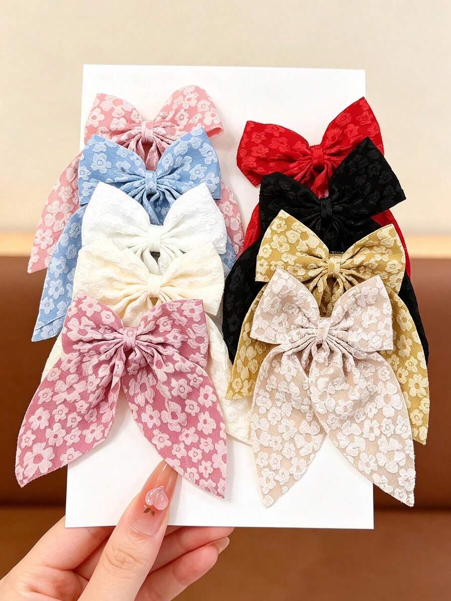 4-Piece/Set Flower Bow Hair Clip, Gentle And Sweet Hair Accessory (Color Random) - Multicolor - View 1