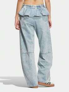 Adidas Originals Women's OG W 2IN1 Denim Jeans Long Pants KT3051 - Blue - View 3