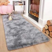 1pc, Tie Dye Pink/Camel/Light Gray Plush Rug Fluffy Area Rug, High Quality Cute Comfortable Warm Plush Area Rug, Interior Decorative Rug, Long Path Rug For Dining Room, Kitchen, Hallway, Bedside, Bedroom And Living Room - Light Grey - View 10