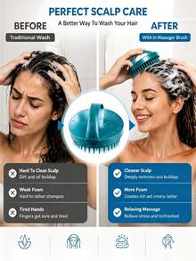 2/4 Peças Escova de Massagem de Couro Cabeludo de Silicone, Escova de Limpeza de Couro Cabeludo para Lavar Cabelo, Escova de Massagem de Couro Cabeludo com Cerdas Macias, Escova de Limpeza Profunda de Cabelo, Escova de Shampoo para Banho, Remove Óleo e Caspa, Cria Espuma Rica, Ferramenta de Cuidados com o Cabelo, Adequada para Homens e Mulheres - Visão 2