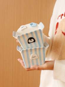 1pc Penguin Striped Ceramic Bowl, Seal Fish Fries Fried Chicken Bowl, Exquisite, Suitable For Home Decor Tableware, Party Gathering Snack Bowl, Fork Spoon Storage Bowl, Gift, Holiday Decoration - Multicolor - View 3