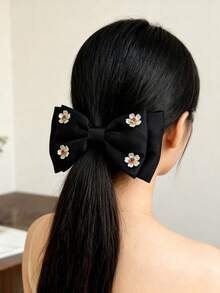 Black Bow With Small Flowers