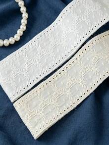 1 Yard Pita Renda Bordir Putih dengan Lubang Berongga untuk Motif Bunga, Aksesori Jahit DIY untuk Gaun, Rok, Tirai, Dekorasi Buatan Tangan - bilateral - View 3