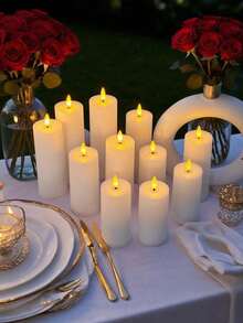 12pcs Flameless LED Candles With Remote Control And Timer, Realistic Flickering Warm Glow, Battery Operated For Home, Table, Fireplace, Wedding Party Decoration - Off White - View 4