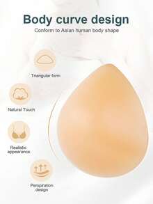 ANGDIE 1 件硅胶三角形乳房假体，人造硅胶乳房形状胸垫，适用于女性乳房切除术后一般使用 - 卡其色 - 查看 12