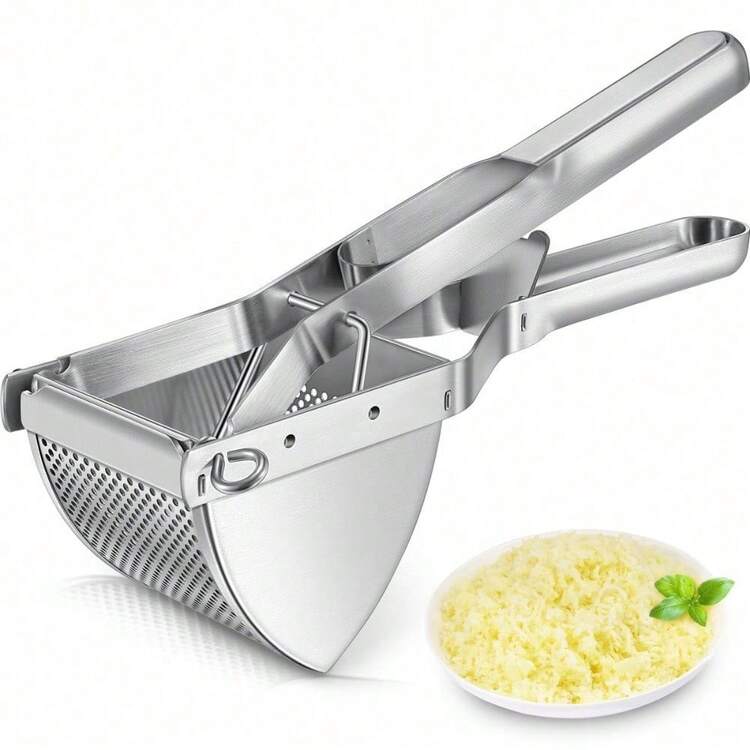 Edelstahl-Kartoffelpresse Mit Gutem Griff, Professioneller Handstampfer Für Kartoffeln, Obst – Ideal Für Cremiges Kartoffelpüree, Selbstgemachten Effiziente Küchenvorbereitung - Silber - Übersicht 6