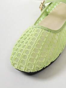 Summer New Ballet Style Flat Shoes For Women, Mesh Buckle Design, Suitable For Daily Versatile Commuting - Lime Green - View 6