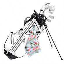 Microfiber Towels For Bags And S - Premium Weave Waffle And Ball Towels With Carabiner Clip, Essential Accessories For Men, Women, And,Golfer Gifts, Set Of 2 - Flamingo Paradise - View 5